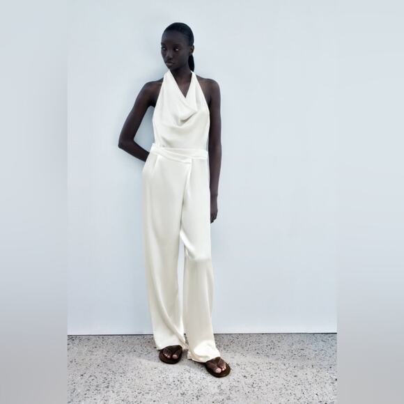 Zara Pants - Zara Women’s Satin Effect Halter Jumpsuit NWT